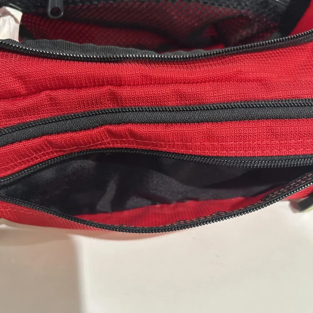 Vintage LL Bean Red Nylon Dopp Kit Travel Toiletry Bag Zippered Pockets